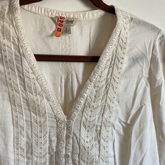 Neutral Boho Prairie Top Small Cream Top Lucky Brand Popover Classic Casual - Picture 6 of 13